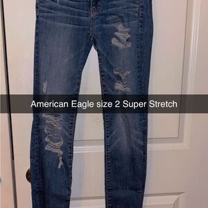American Eagle Outfitters Blue Skinny Distressed Jeans